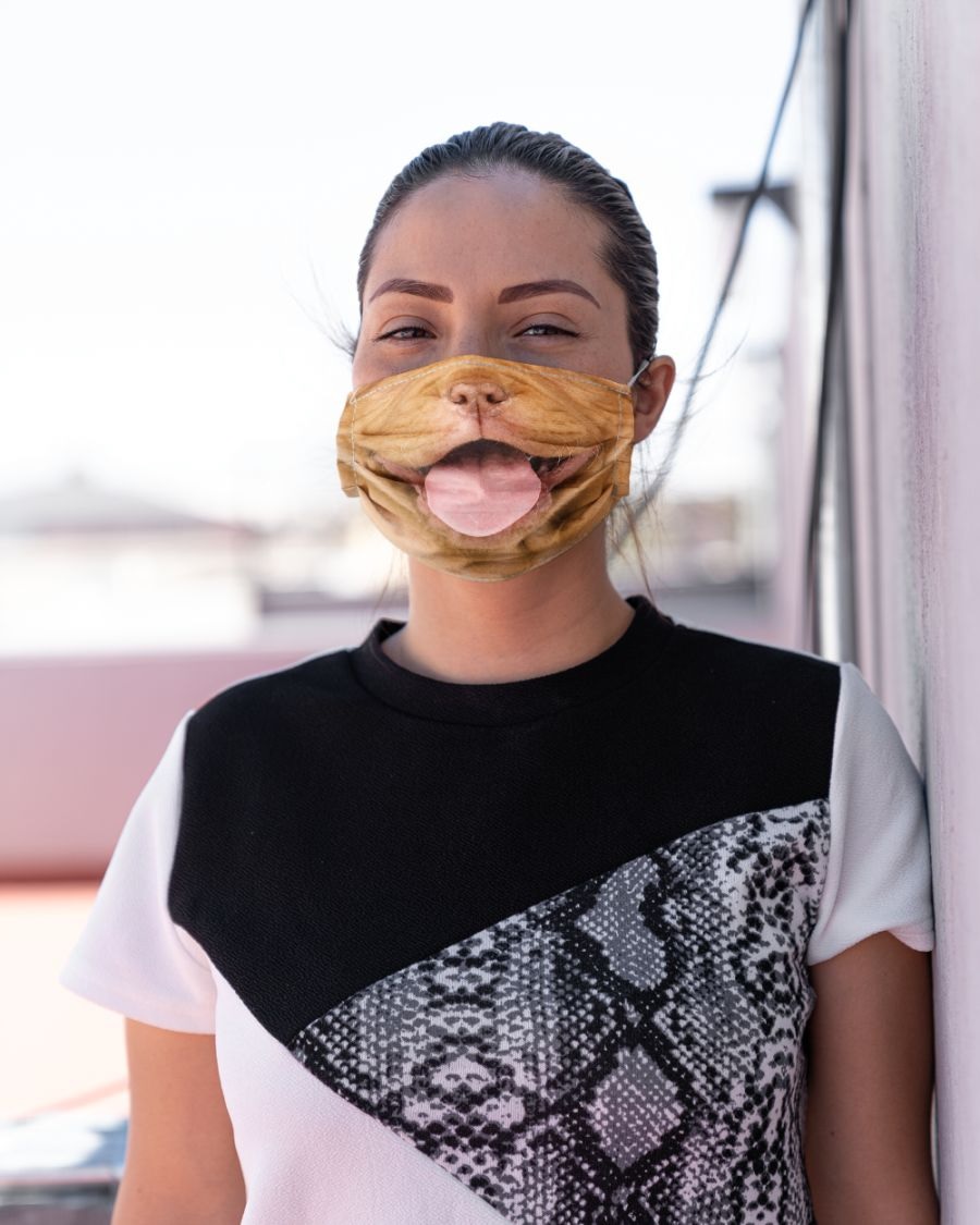 French Mastiff Puppy face mask girl