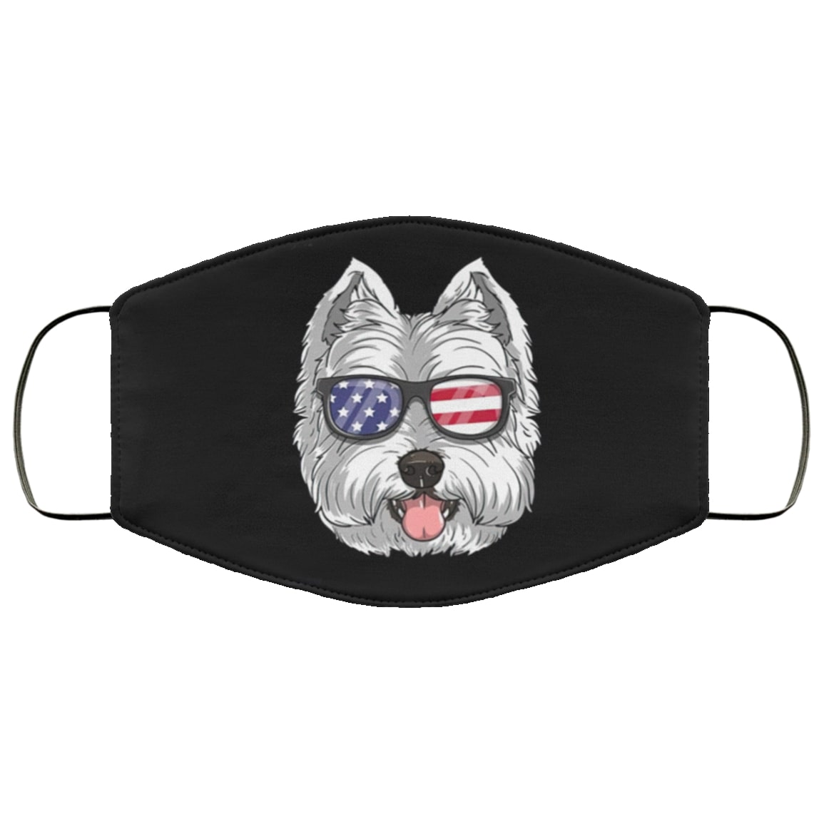 West highland white terrier dog 4th of july american westie usa flag face mask - maria