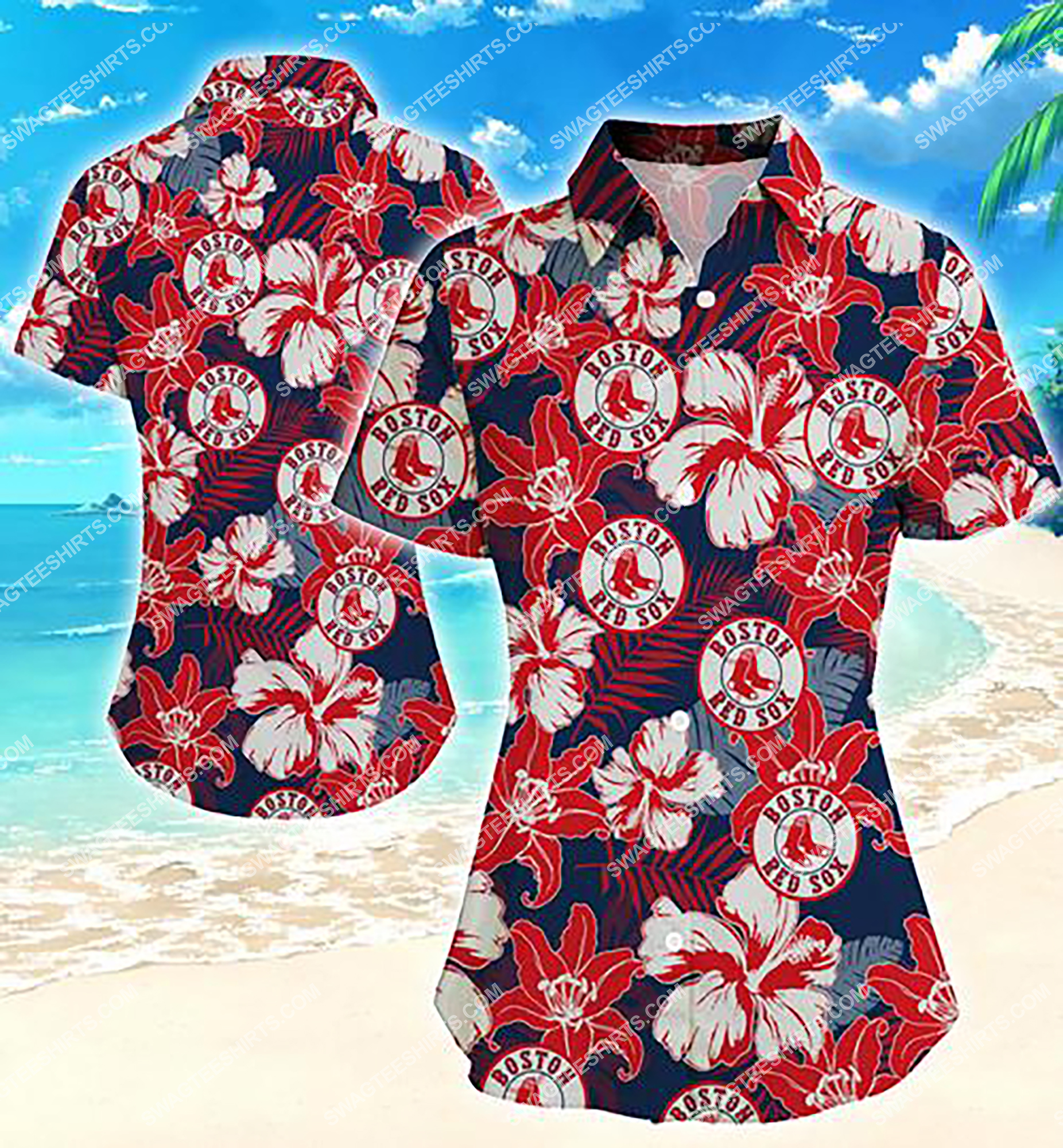 tropical flower boston red sox team summer hawaiian shirt 2