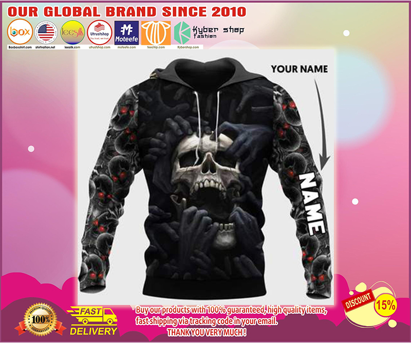 Red eyes screaming skull personalized custom name 3d hoodie 3