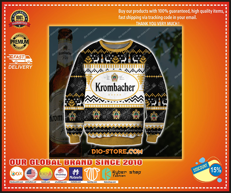 Krombacher knitting ugly christmas sweater 1