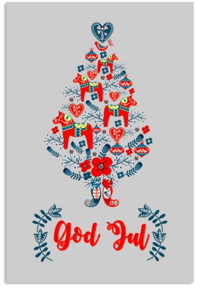 God Jul Dala Horse Tree Swedish poster