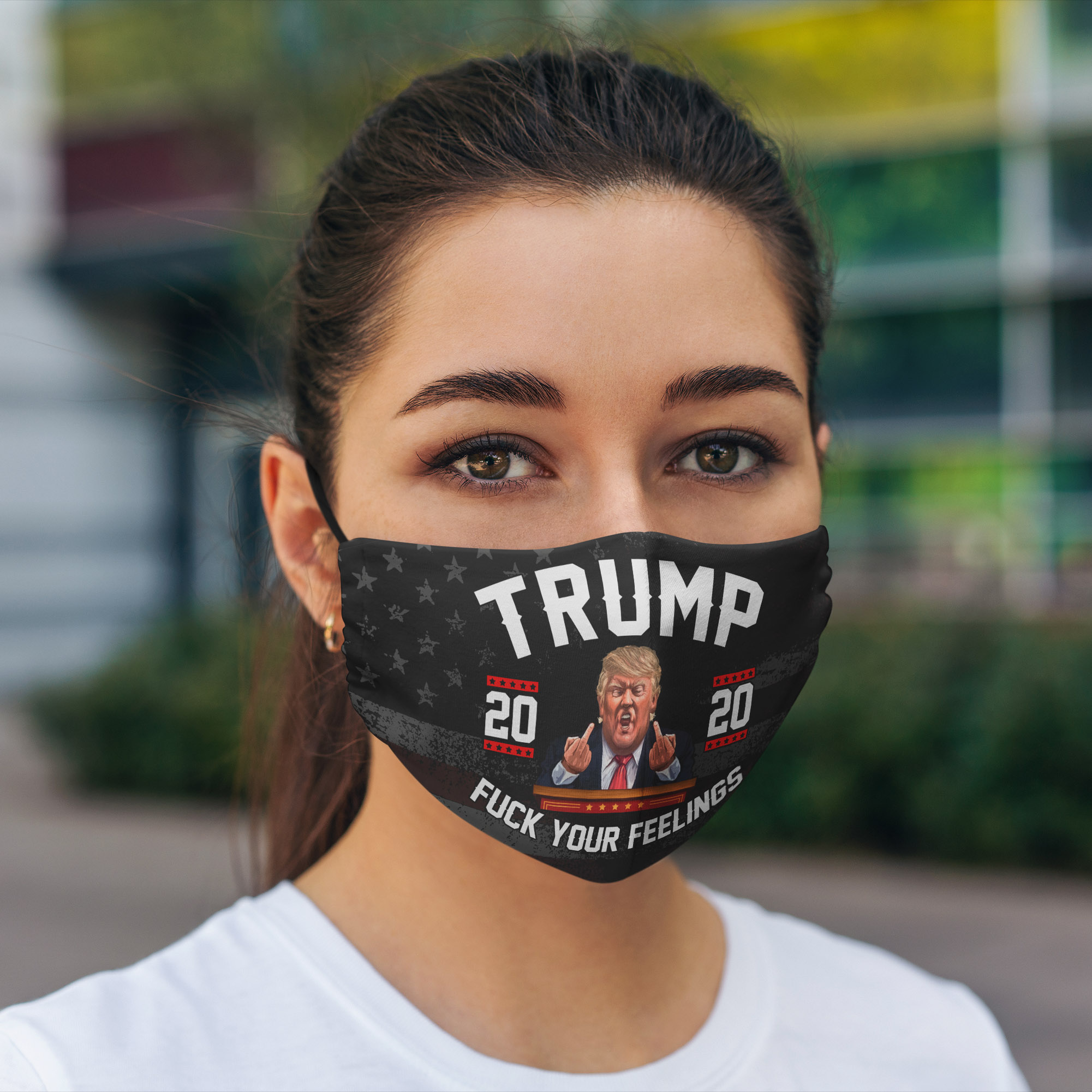 Trump 2020 fuck you feelings anti pollution face mask - maria