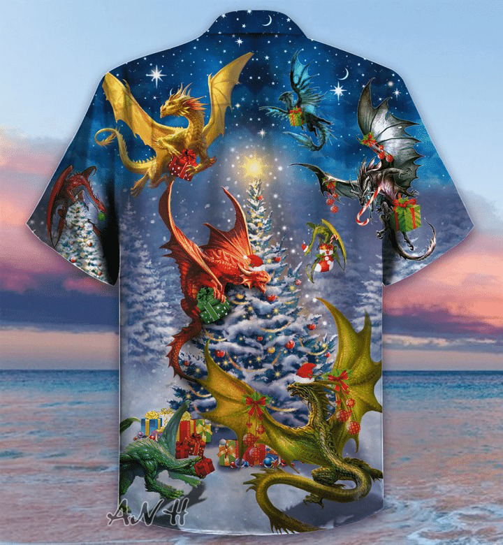 Christmas dragon family reunion unisex hawaiian shirt