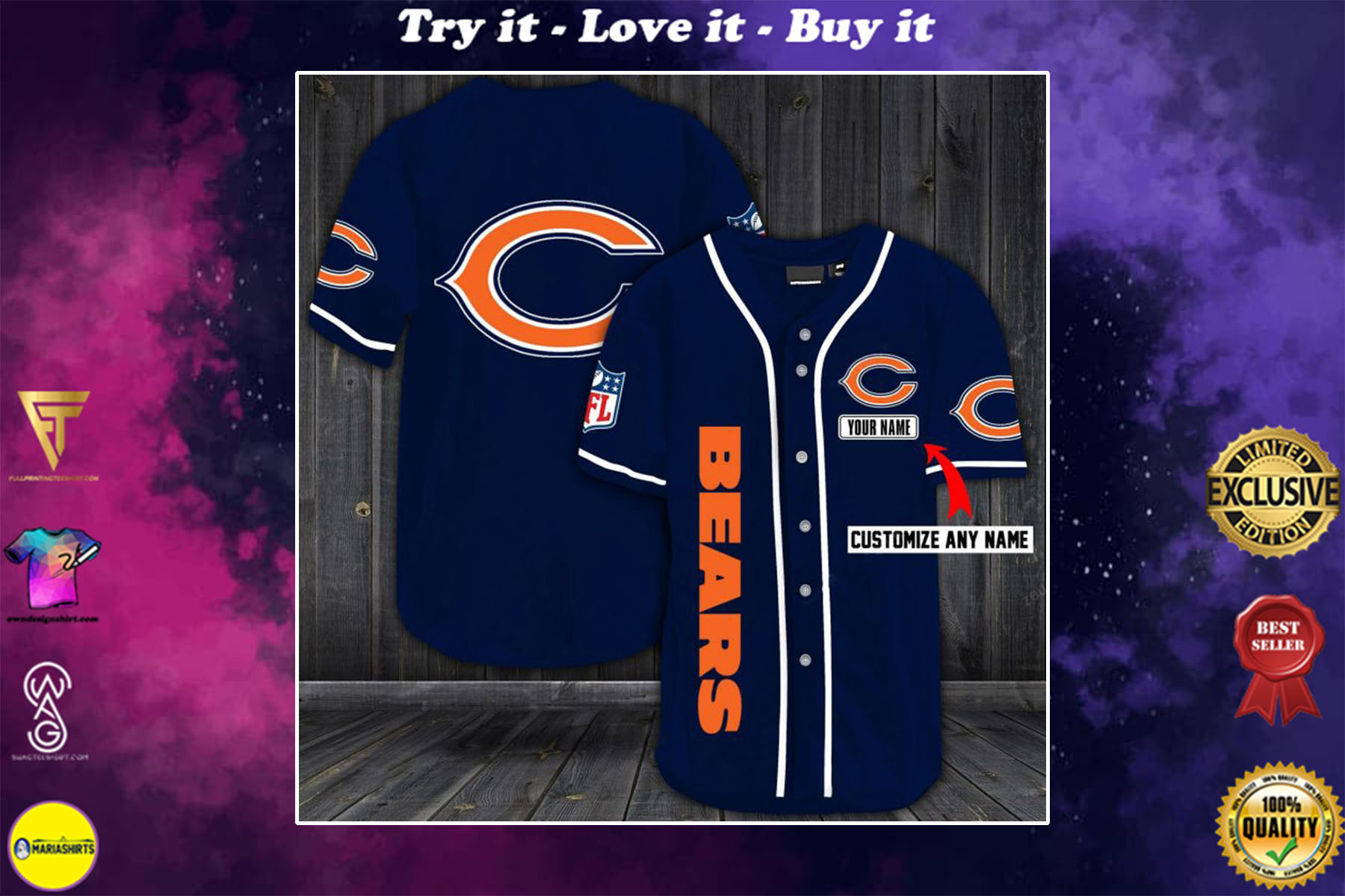 customize name chicago bears baseball shirt – maria