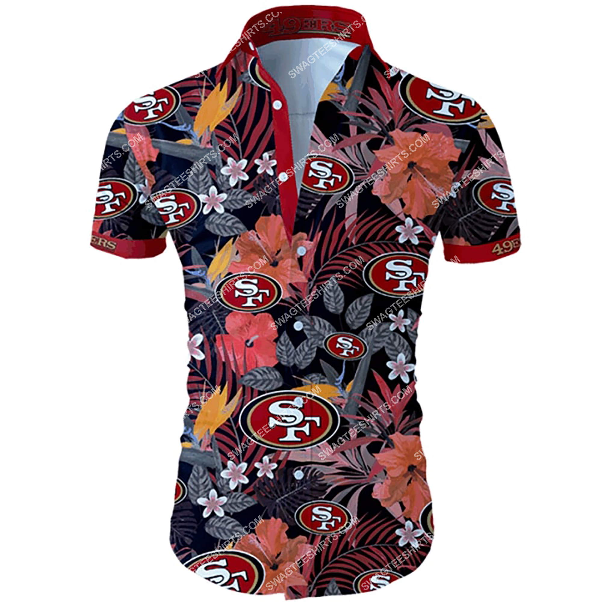 tropical flower san francisco 49ers team summer hawaiian shirt 2