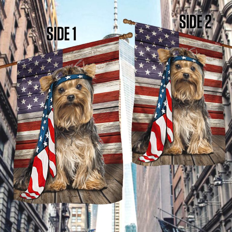 Yorkshire Terrier Dog American Flag