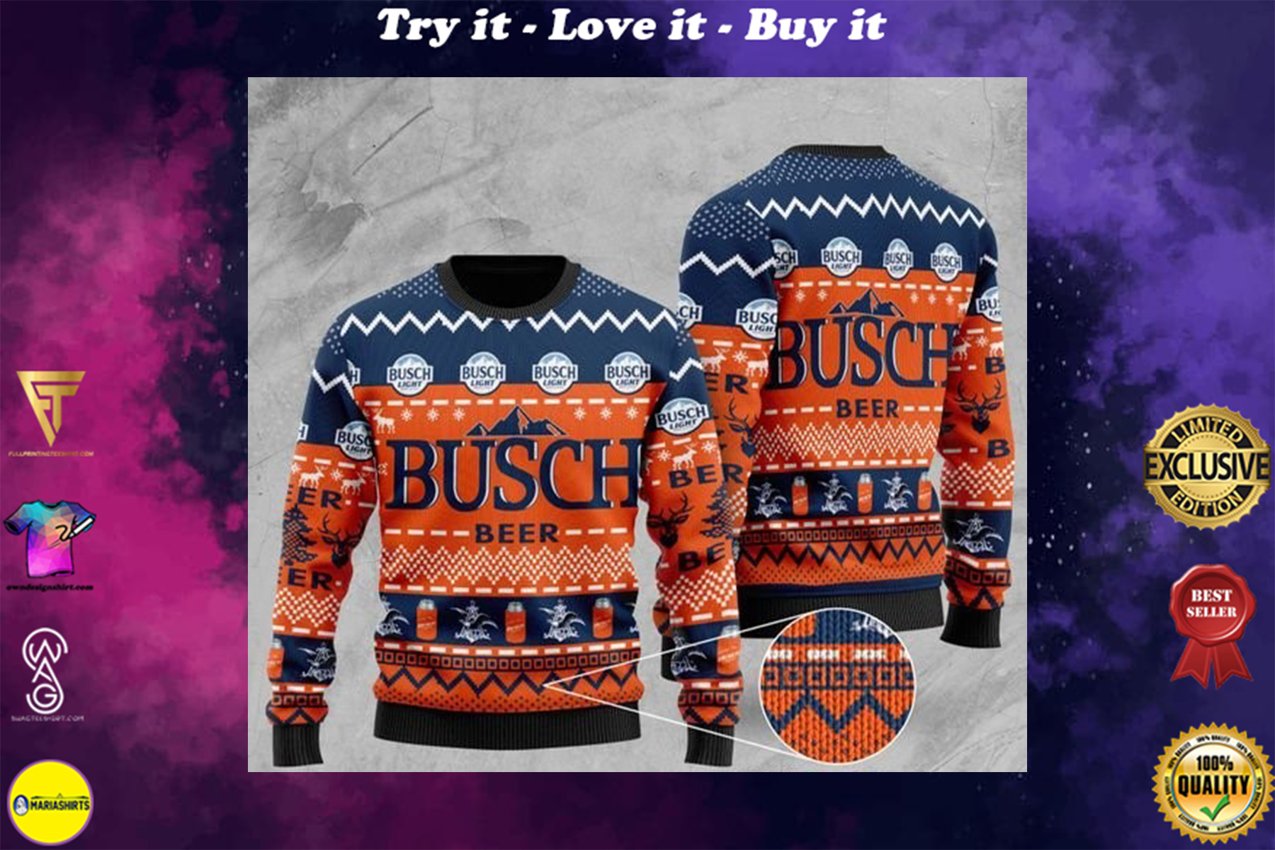 [highest selling] busch light beer all over printed christmas ugly sweater – maria