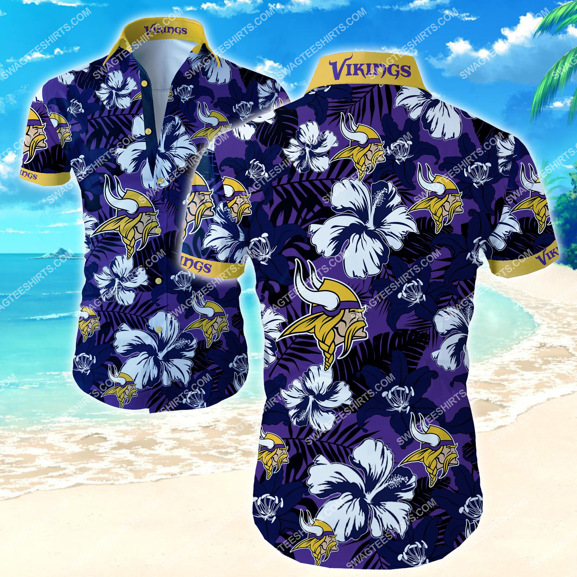 [highest selling] minnesota vikings floral tropical all over print hawaiian shirt – maria