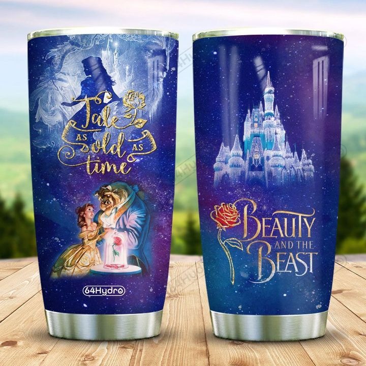 Beauty and the beast stainless steel tumbler