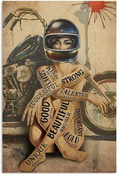 Motorcycle girl enough poster