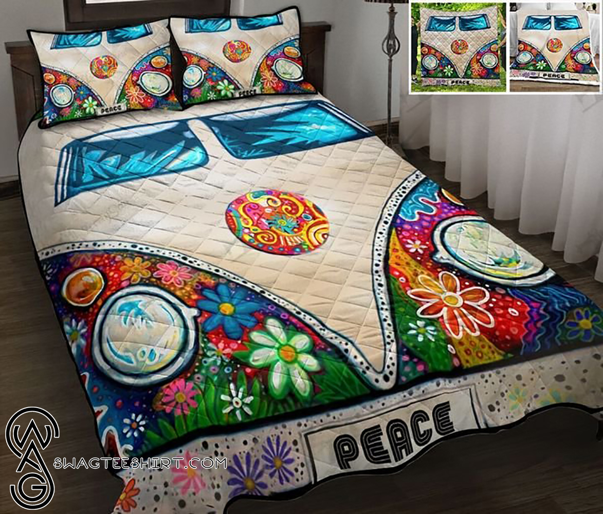 Camping rv peace hippie full printing quilt – Maria