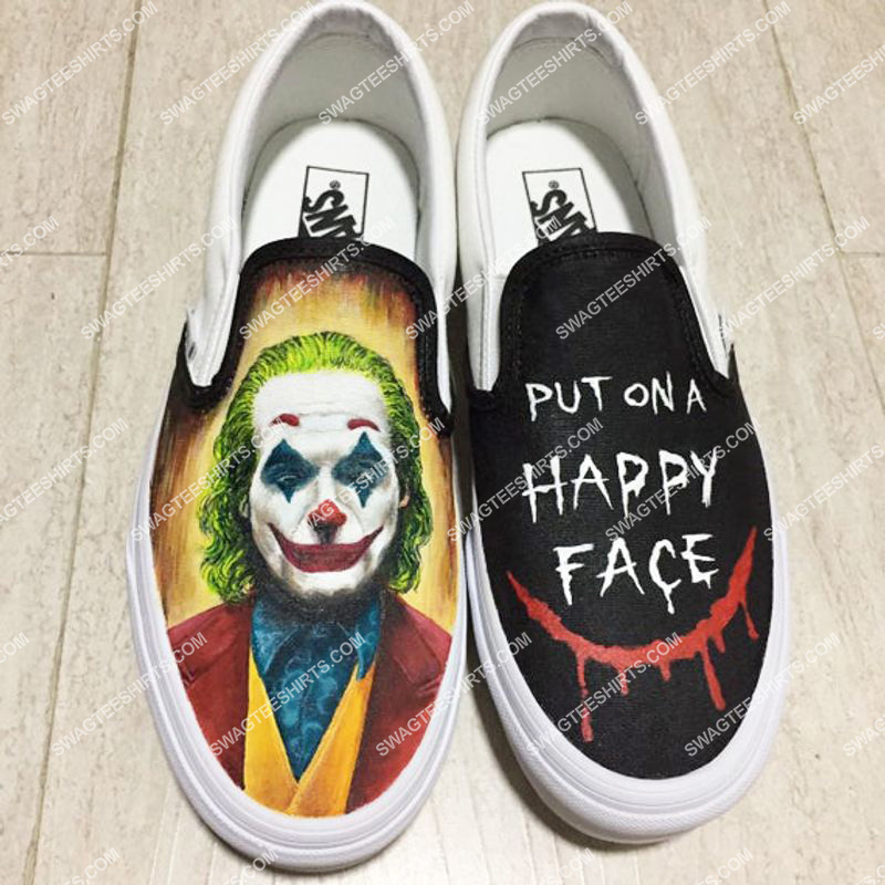 joker put on a happy face all over print slip on shoes 2(1)