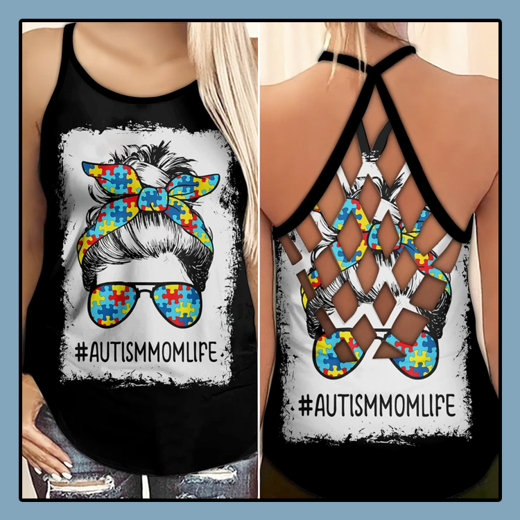 Autism Momlife criss cross strappy tank top -LIMITED EDITION