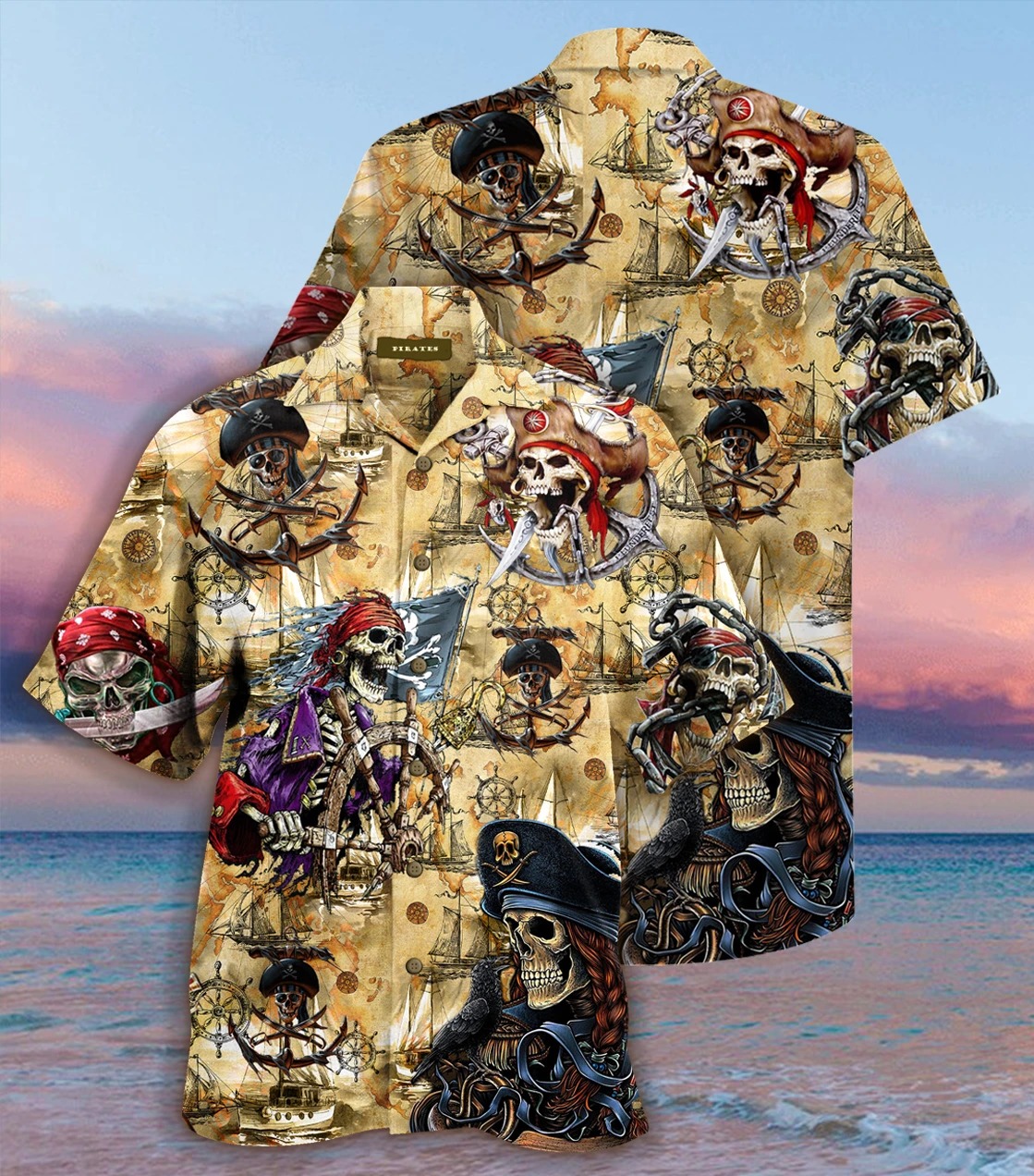 Amazing pirate skull unisex hawaiian shirt 1