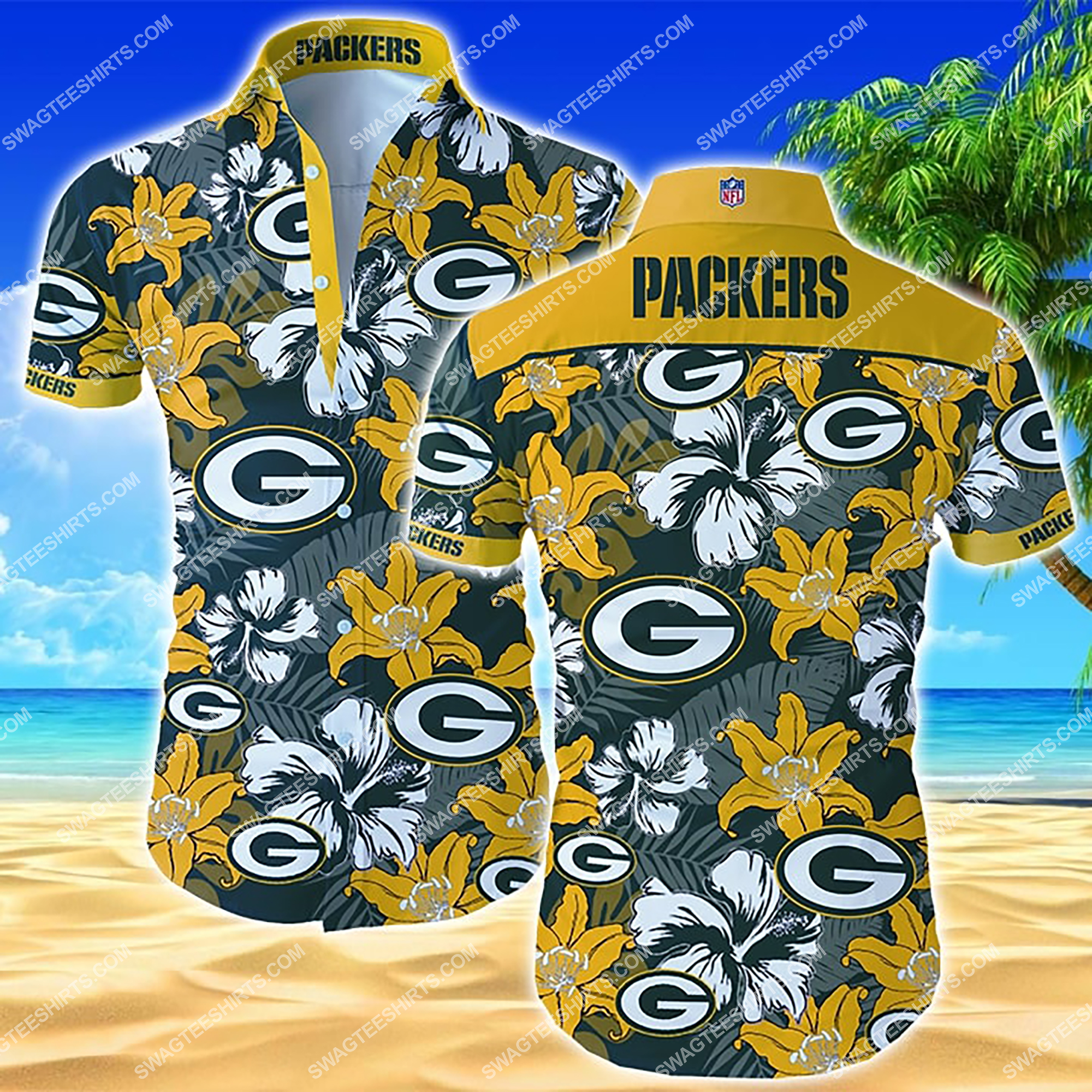 [highest selling] tropical green bay packers football team summer hawaiian shirt – maria