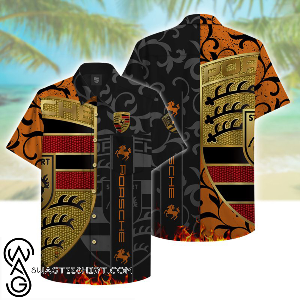 tropical porsche symbol hawaiian shirt – maria