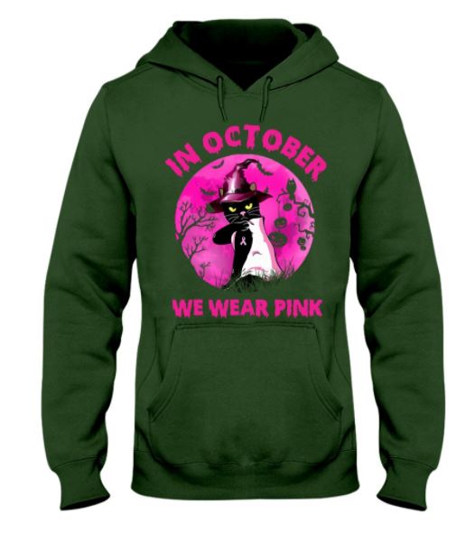 Cat october wear pink hoodie