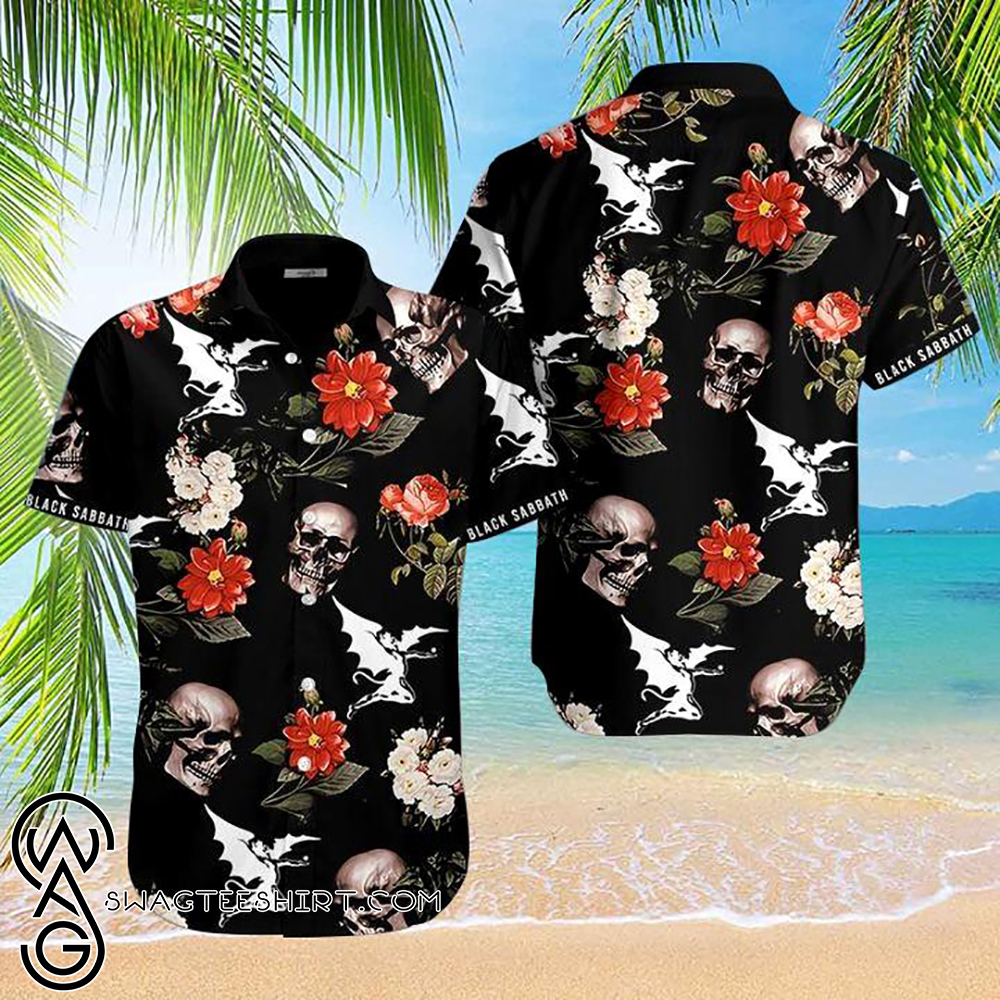 tropical black sabbath pattern hawaiian shirt - maria