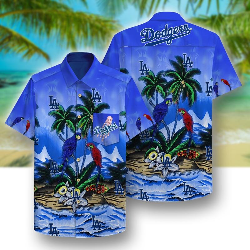Los angeles dodgers beach pattern hawaiian shirt