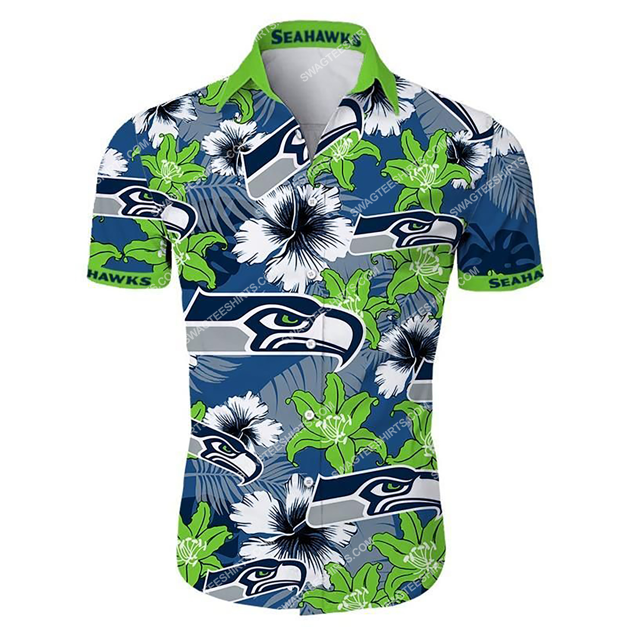 tropical flower seattle seahawks football summer hawaiian shirt 2