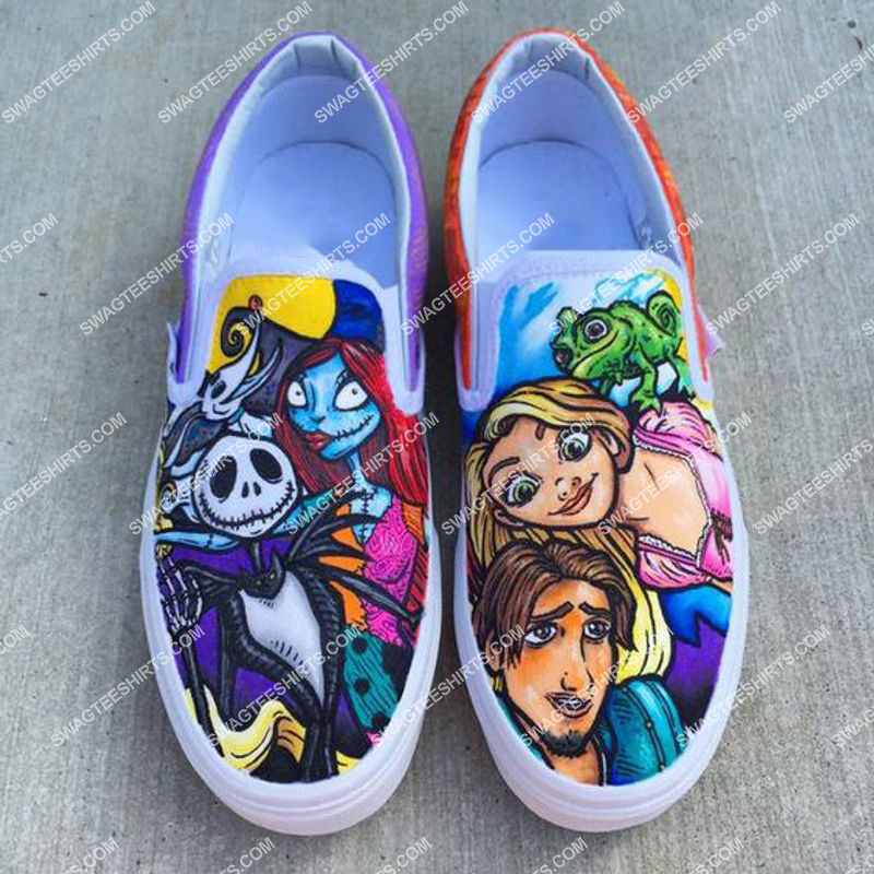 [highest selling] jack skellington and sally all over print slip on shoes – maria