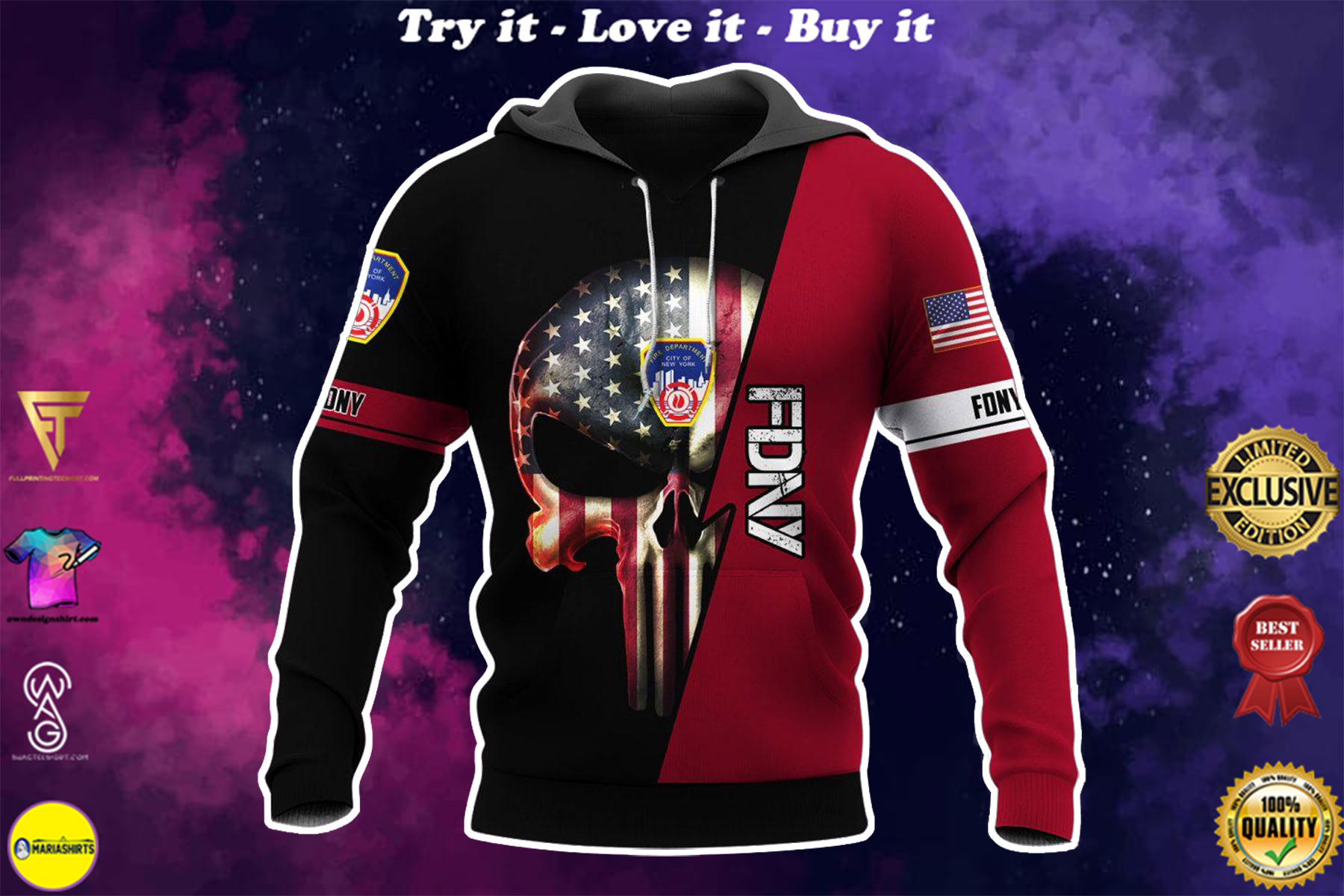 [highest selling] fire department newyork skull american flag full over printed shirt – maria