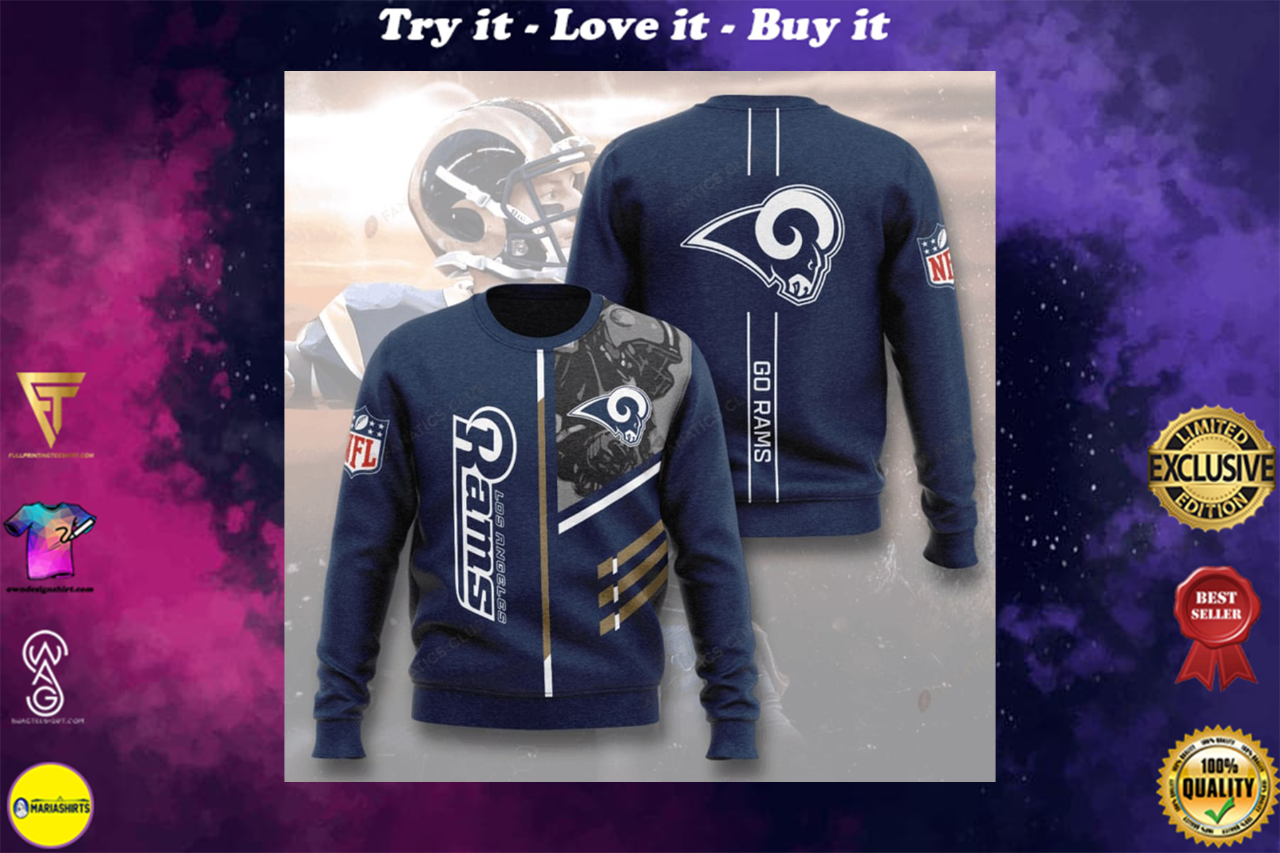 [highest selling] national football league los angeles rams go rams full printing ugly sweater – maria