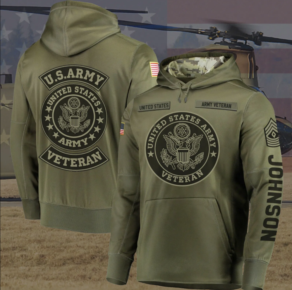 Personalized United states army veteran all over printed 3D hoodie