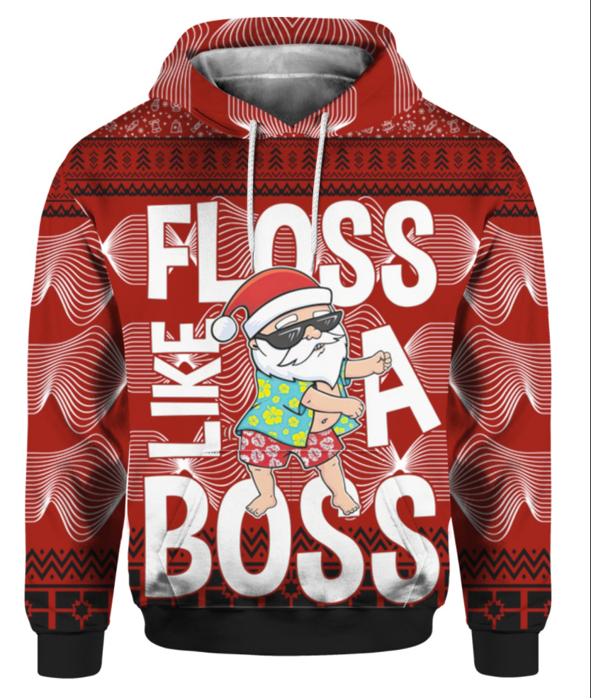Santa Claus floss like a boss 3D ugly hoodie