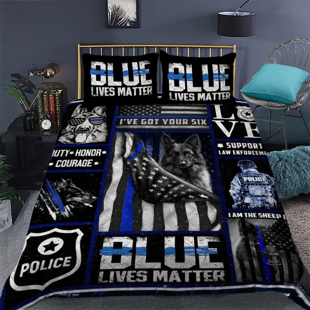Police dog thin blue line blue lives matter quilt bed set – Hothot 230920
