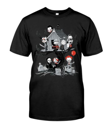 Horror characters treehouse t shirt, hoodie, tank top