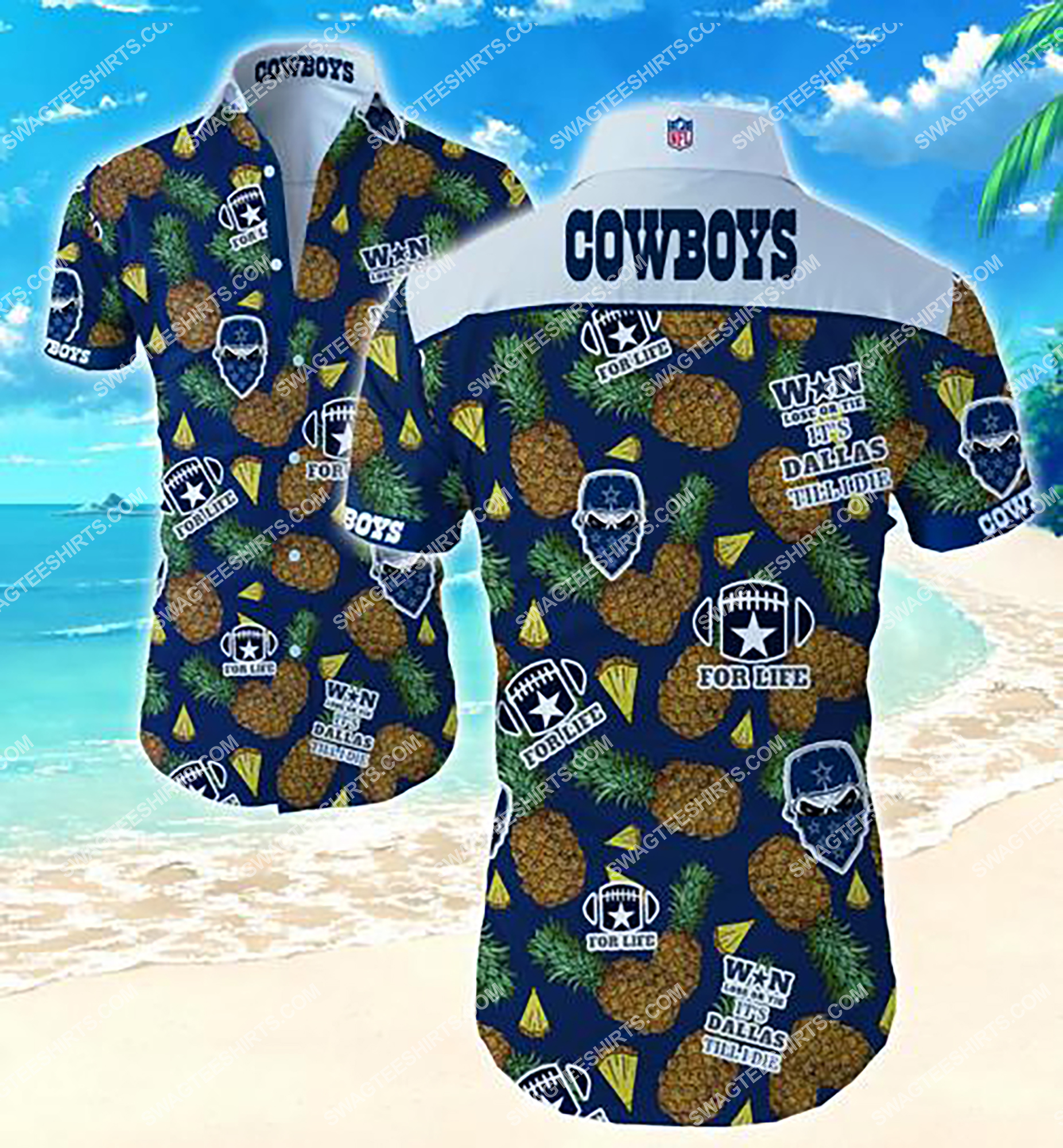 tropical pineapple and dallas cowboys team summer hawaiian shirt 2
