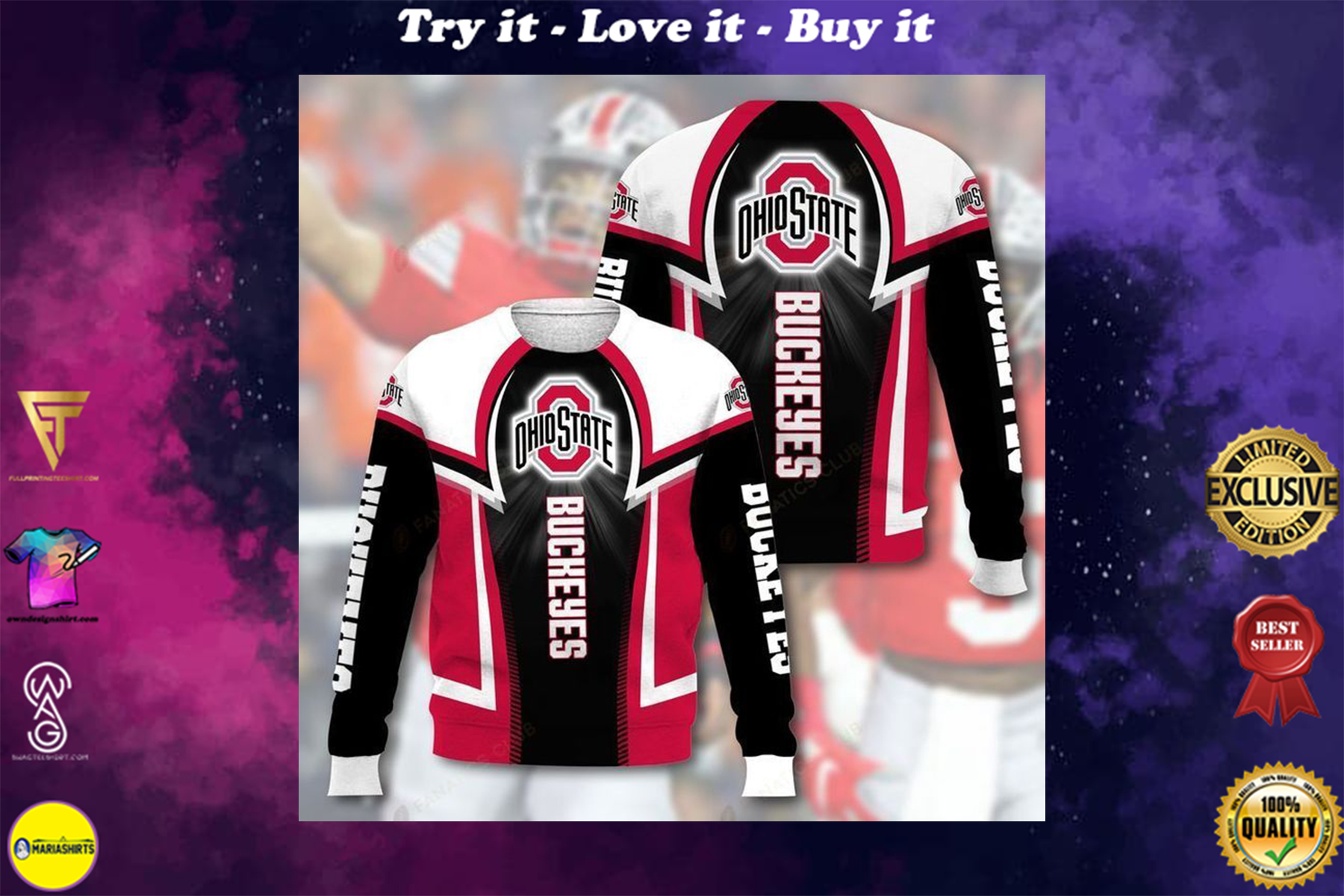 [highest selling] national football league ohio state buckeyes full printing ugly sweater - maria
