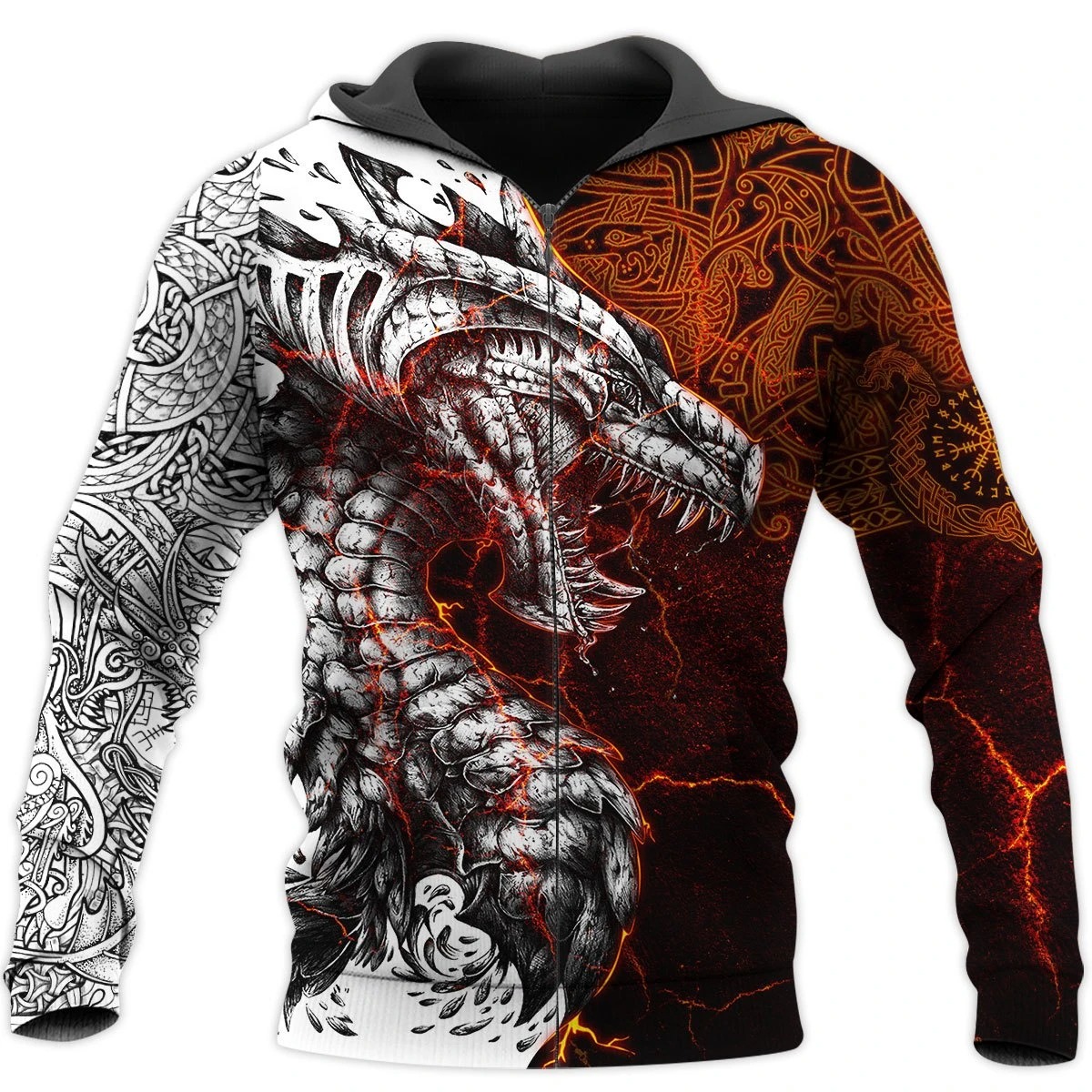 Tattoo dragon 3d all over printed zip hoodie