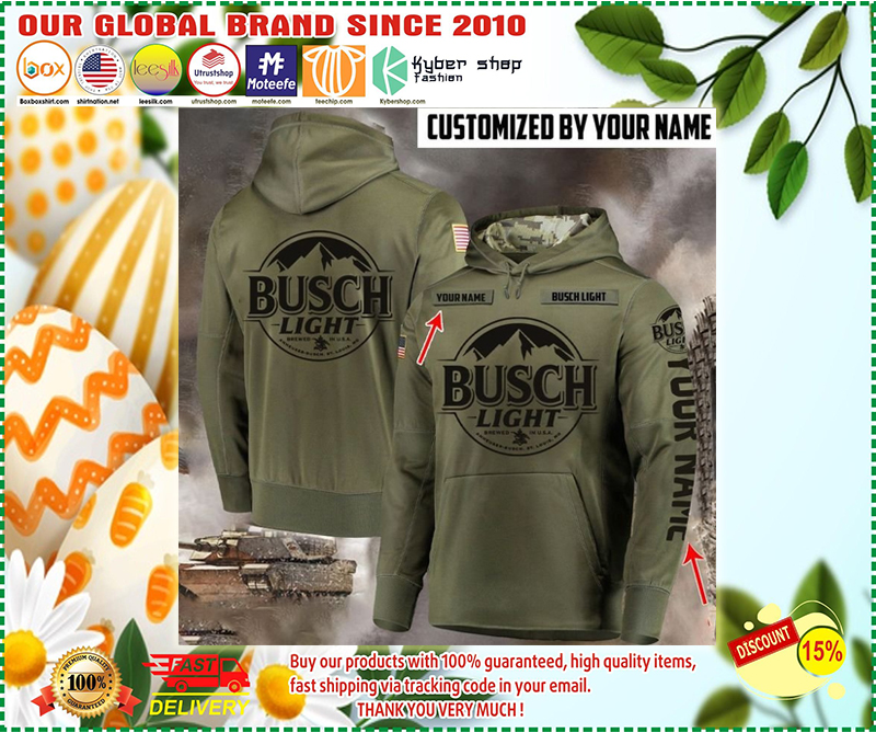 Custom name busch light beer full printing hoodie 3