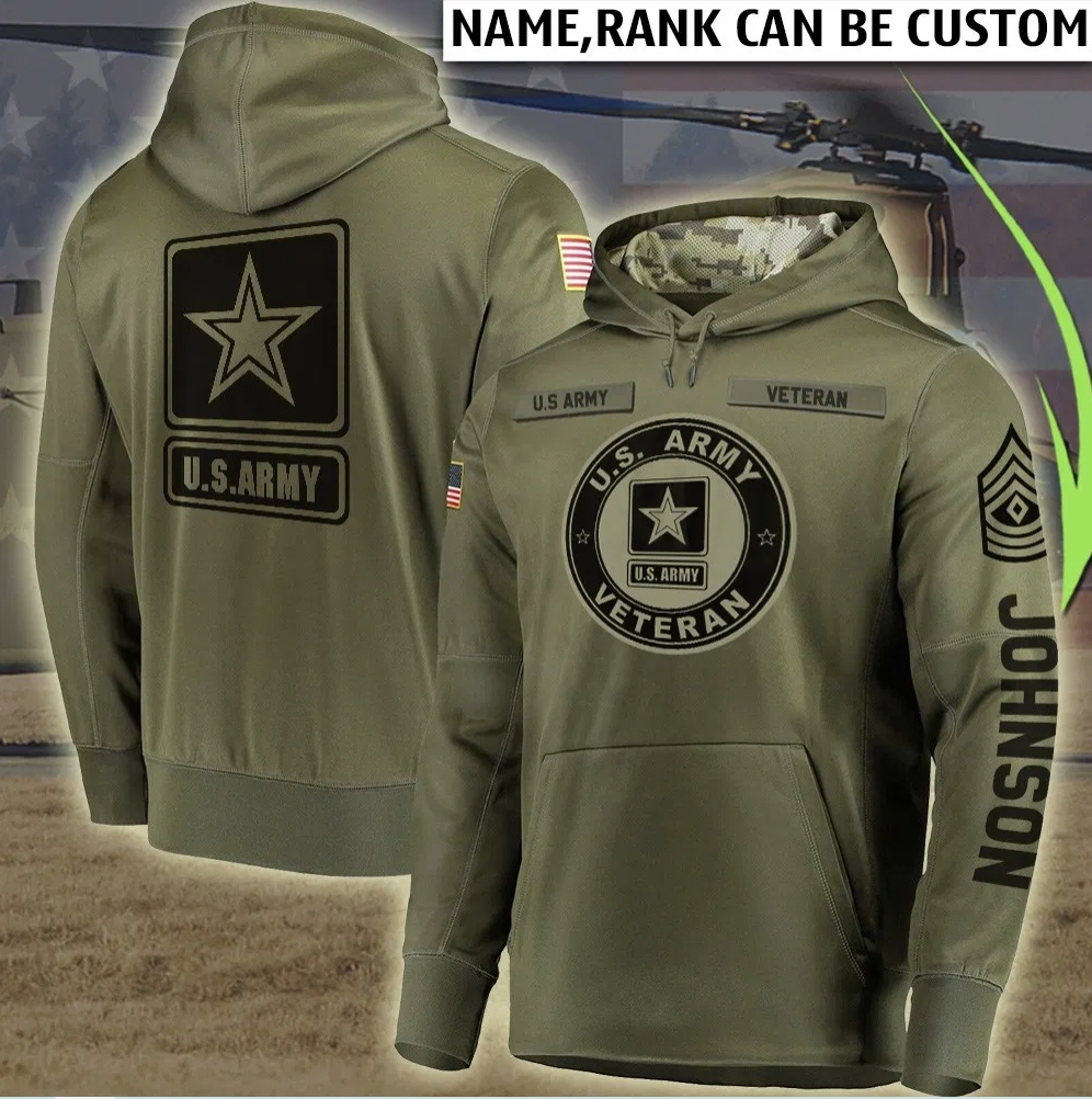 Personalized US Army veteran all over printed 3D hoodie