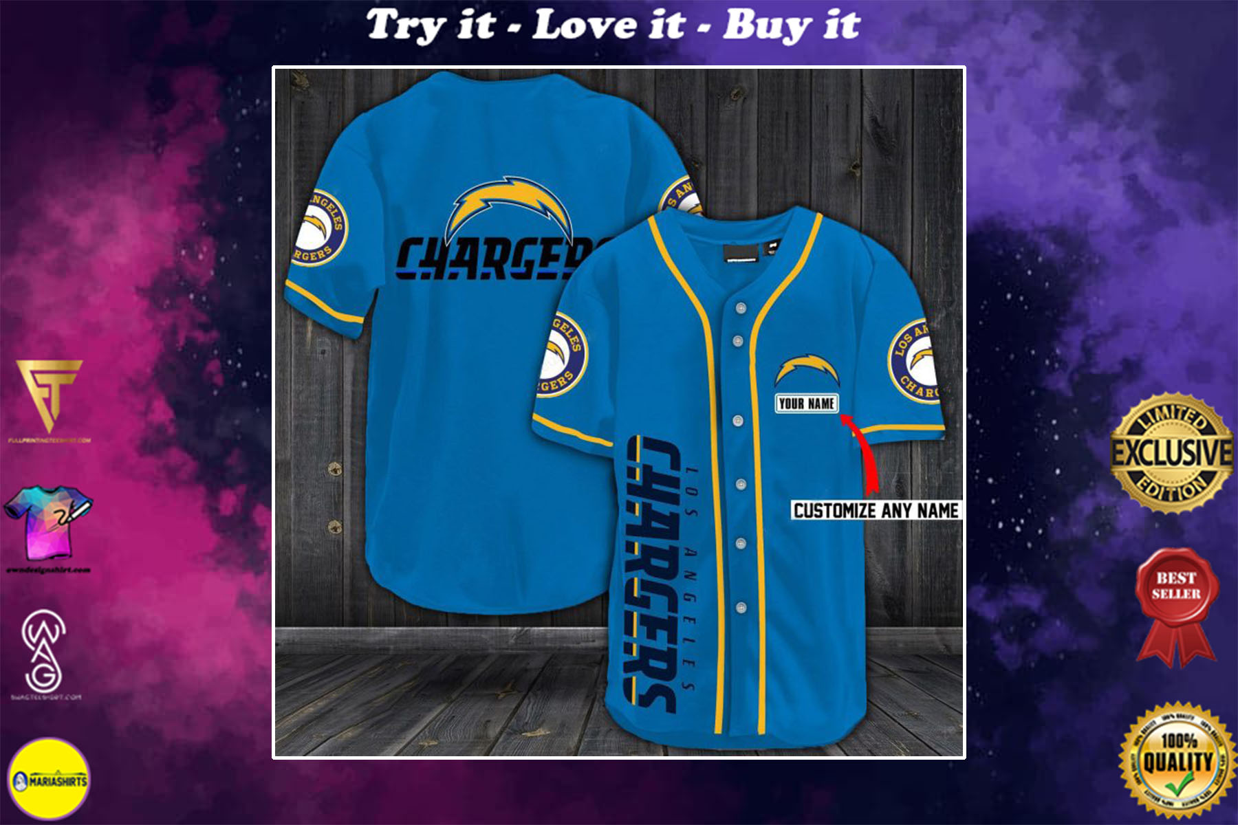 personalized name los angeles chargers baseball shirt