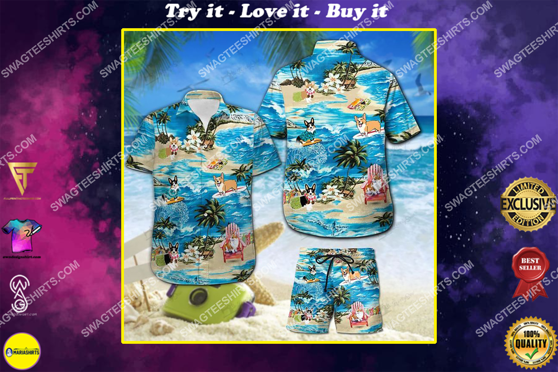 [highest selling] surfing corgi dog lover all over print hawaiian shirt – maria