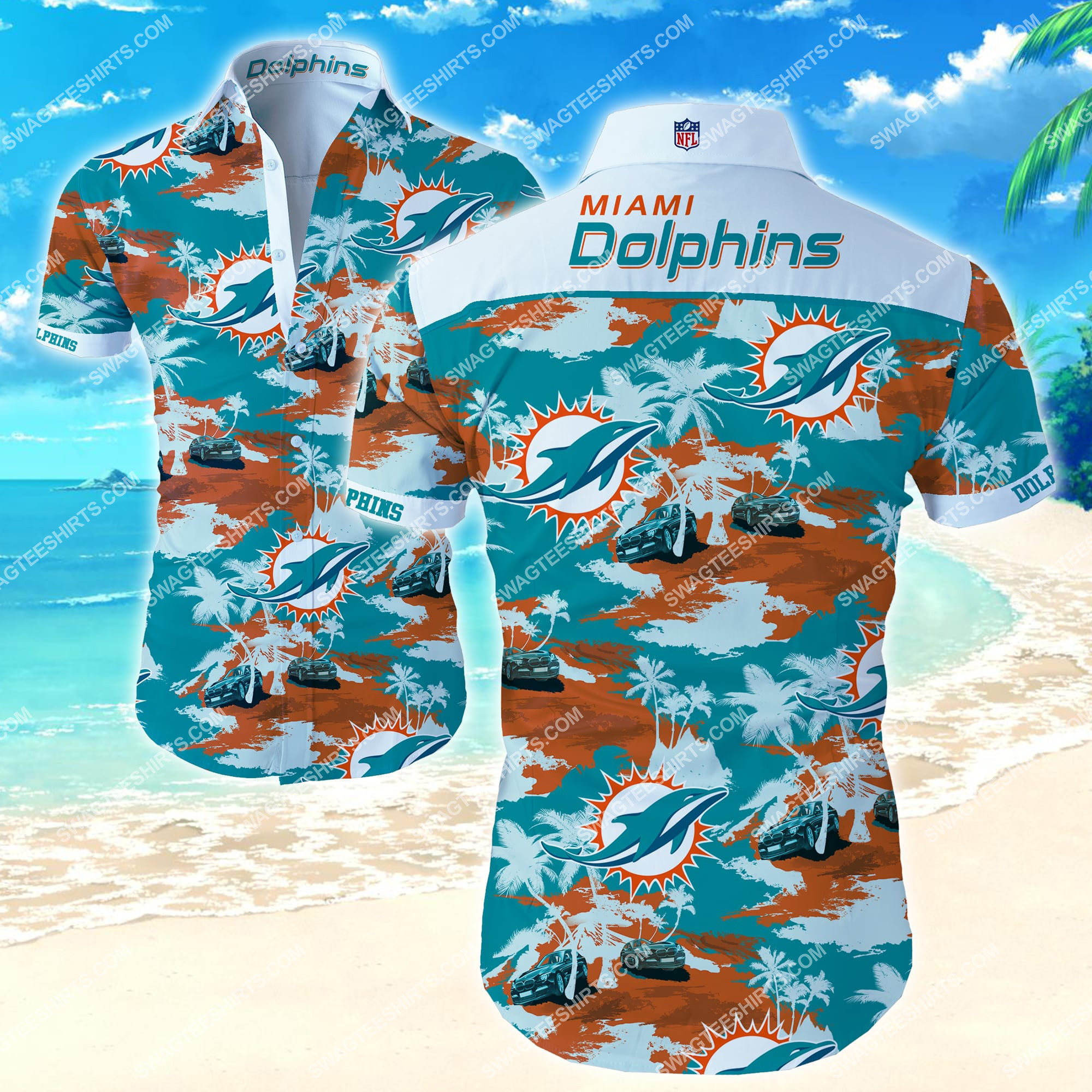 [highest selling] tropical miami dolphins football all over print hawaiian shirt – maria