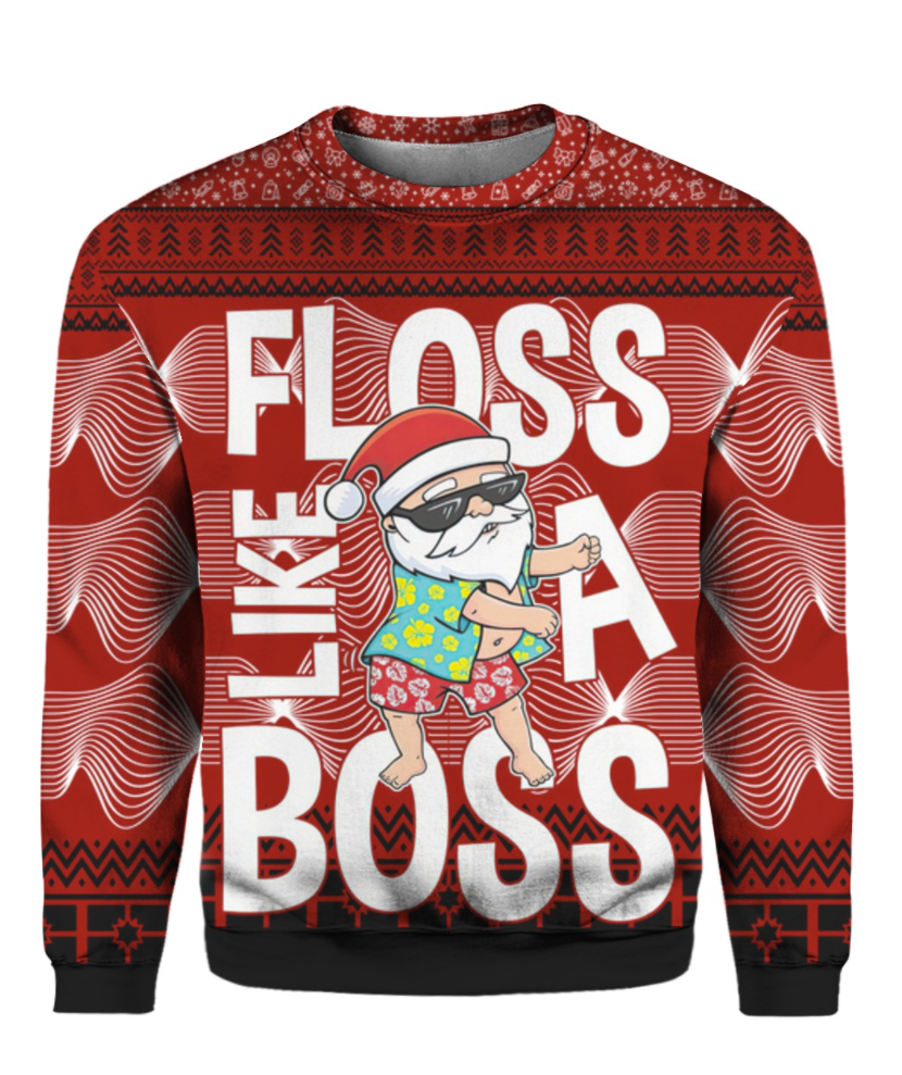 Santa Claus floss like a boss 3D ugly sweaterSanta Claus floss like a boss 3D ugly sweater