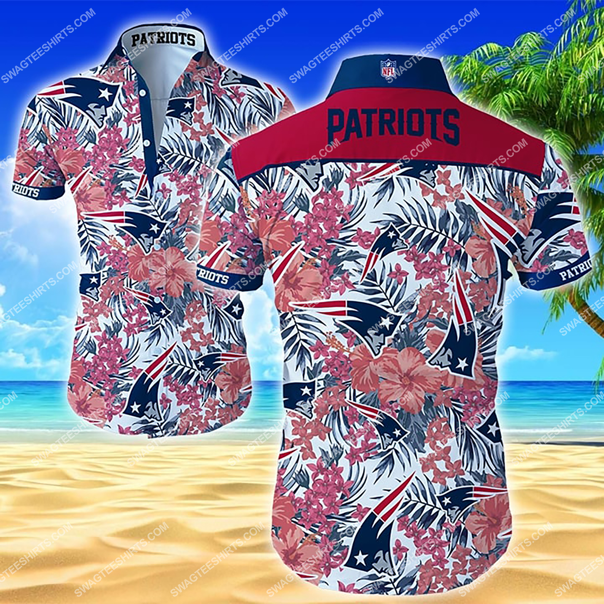 [highest selling] tropical new england patriots floral hawaiian shirt – maria