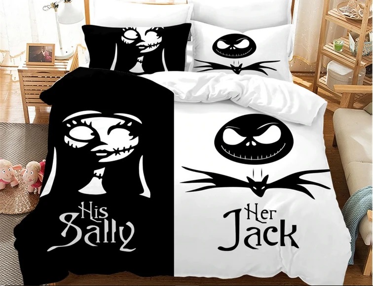 3D Nightmare Before Christmas His Sally Her Jack Bedding Set- Hothot 010621