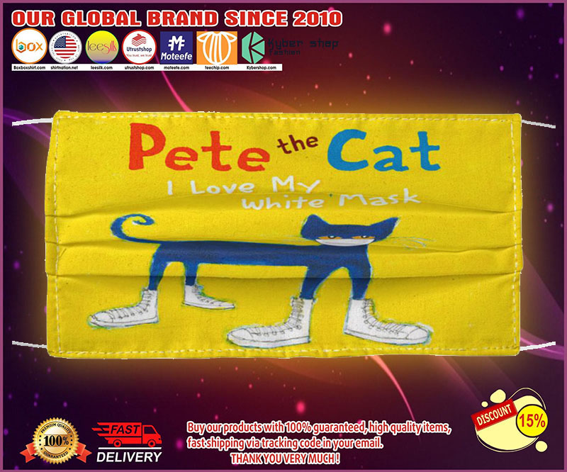 Pete the cat I love my white mask face mask 1