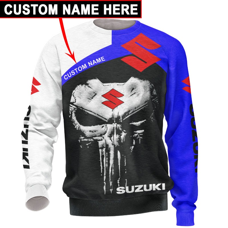 Punisher skull Suzuki 3d hoodie custom name3