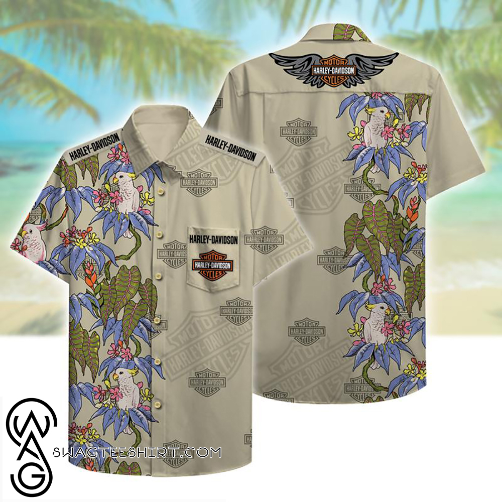 harley-davidson motorcycles beach pattern hawaiian shirt - maria