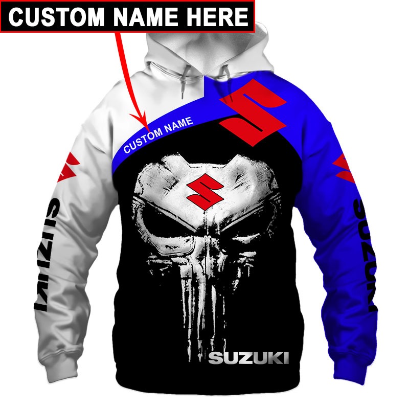 Punisher skull Suzuki 3d hoodie custom name