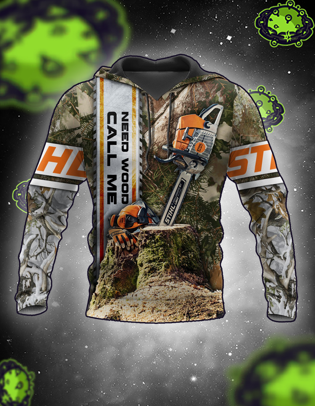 Chainsaw need wood call me 3D all over printed hoodie