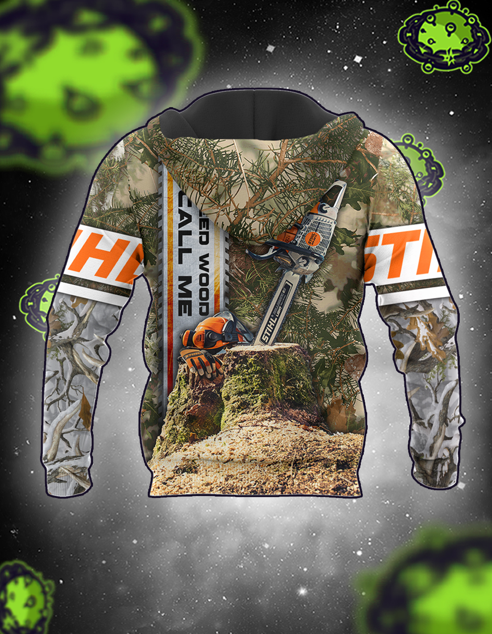 Chainsaw need wood call me 3D all over printed hoodie back