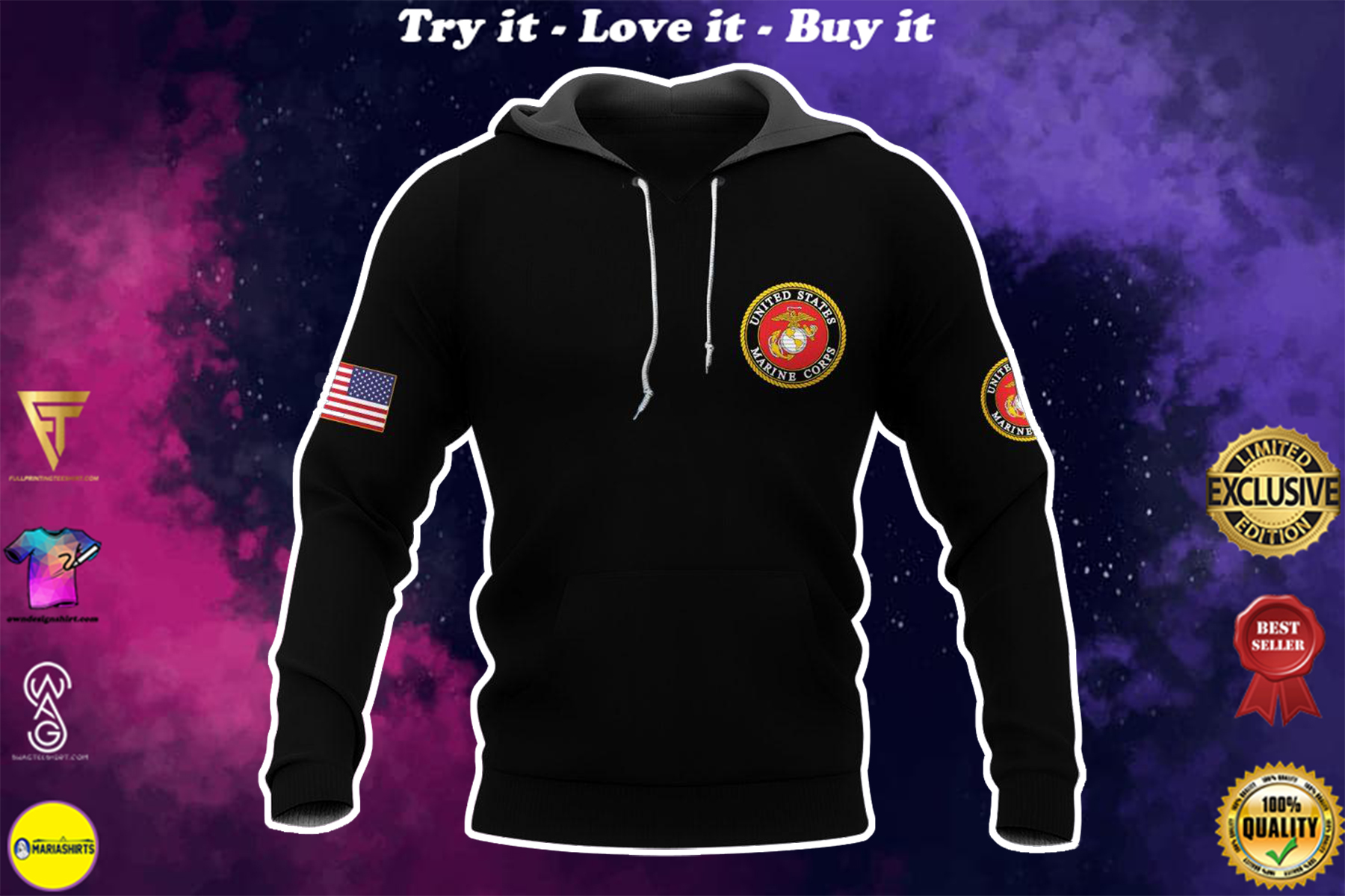 united states marine corps warrior molon labe full over printed shirt